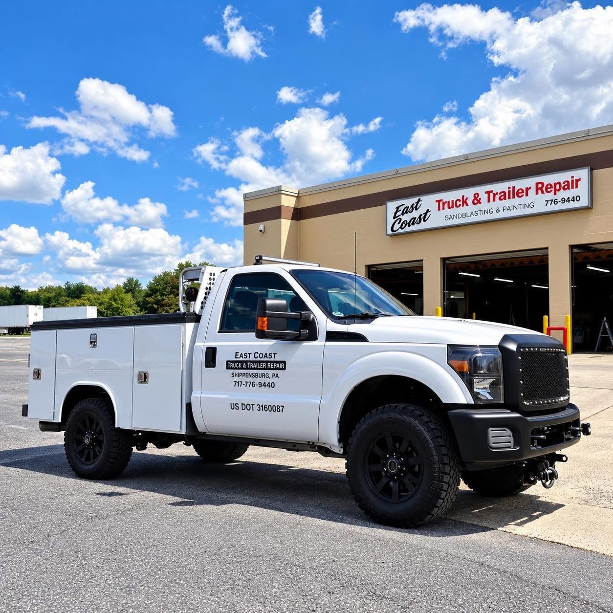 East Coast Truck & Trailer Repair service truck in front of the Shippensburg shop