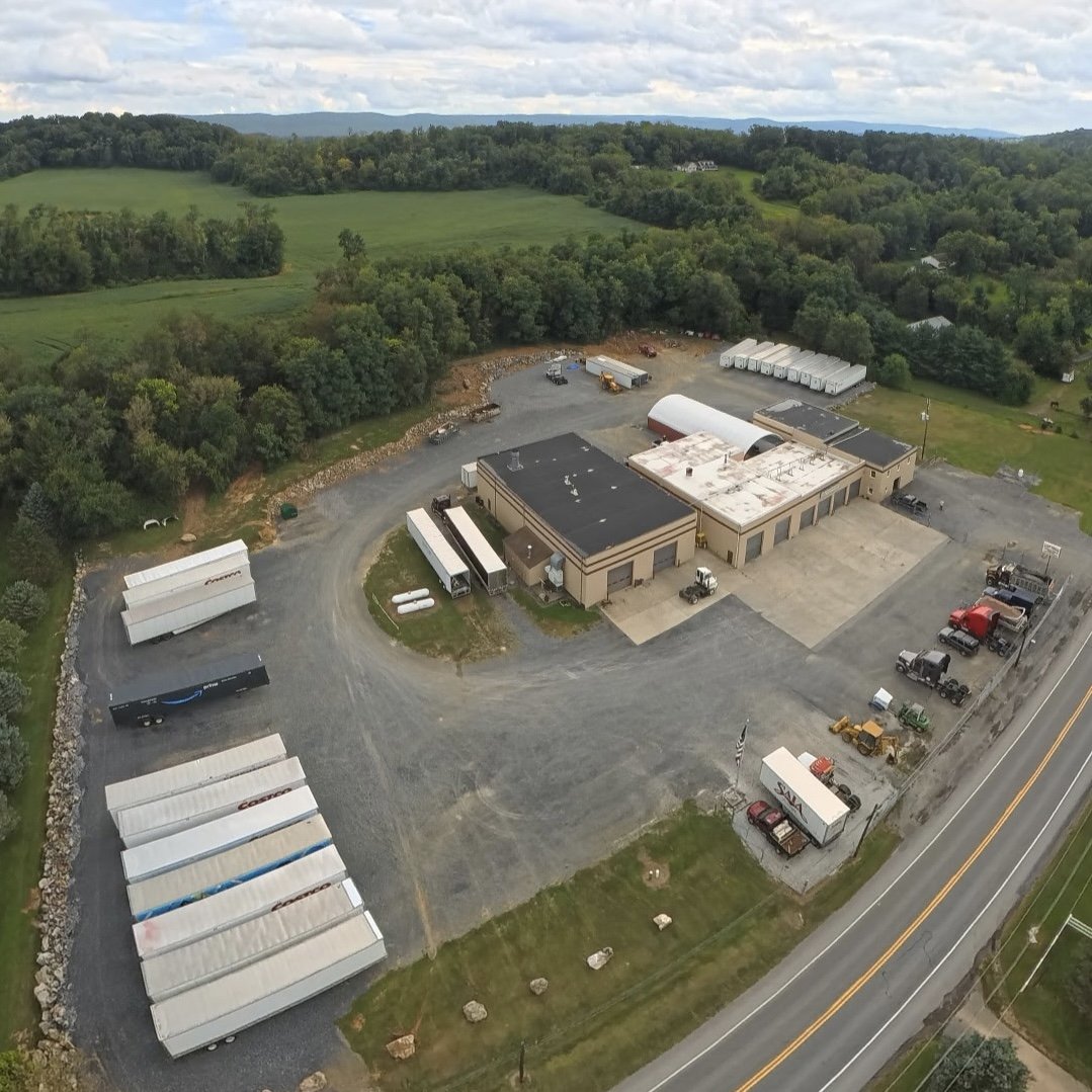 Aerial view of the East Coast Truck & Trailer Repair shop and yard at 2272 Ritner Hwy, Shippensburg, PA